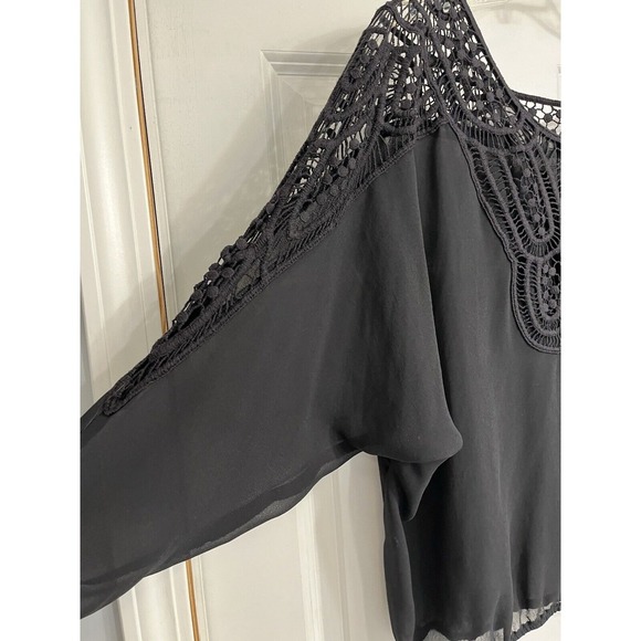 YA Los Angeles Small SILK Blend Black Elastic Waist embroidered Lace Boxy - Picture 4 of 11